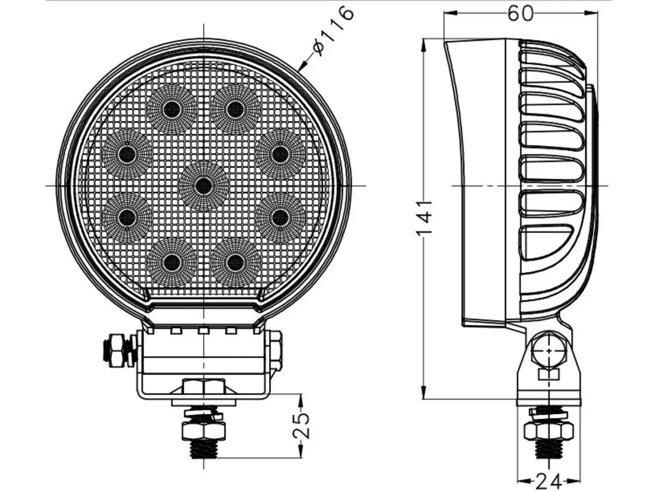 36W LED Work Light, 3160lm
