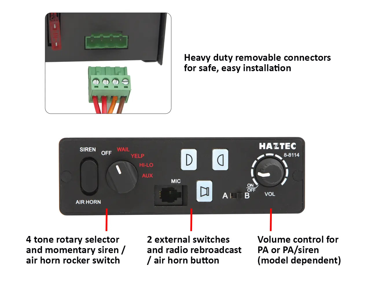EuroPro 100W Dash/Remote Mount Siren with Microphone and Min 90dBA Volume Control
