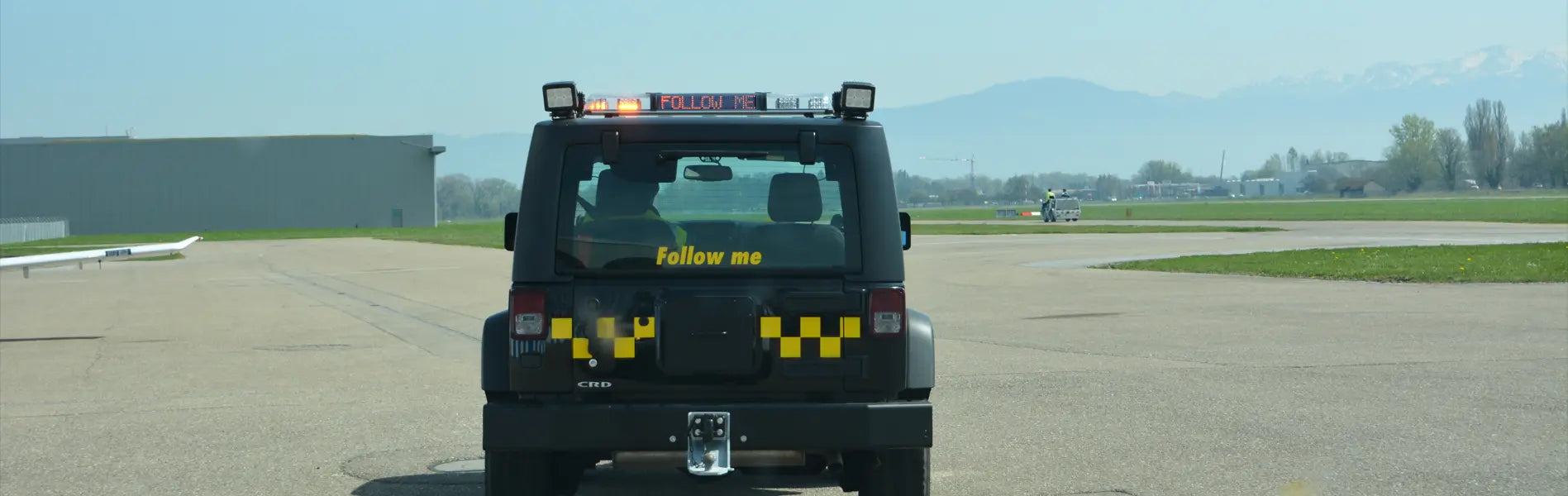 Amber Airport Lightbar with 'FOLLOW ME' message sign