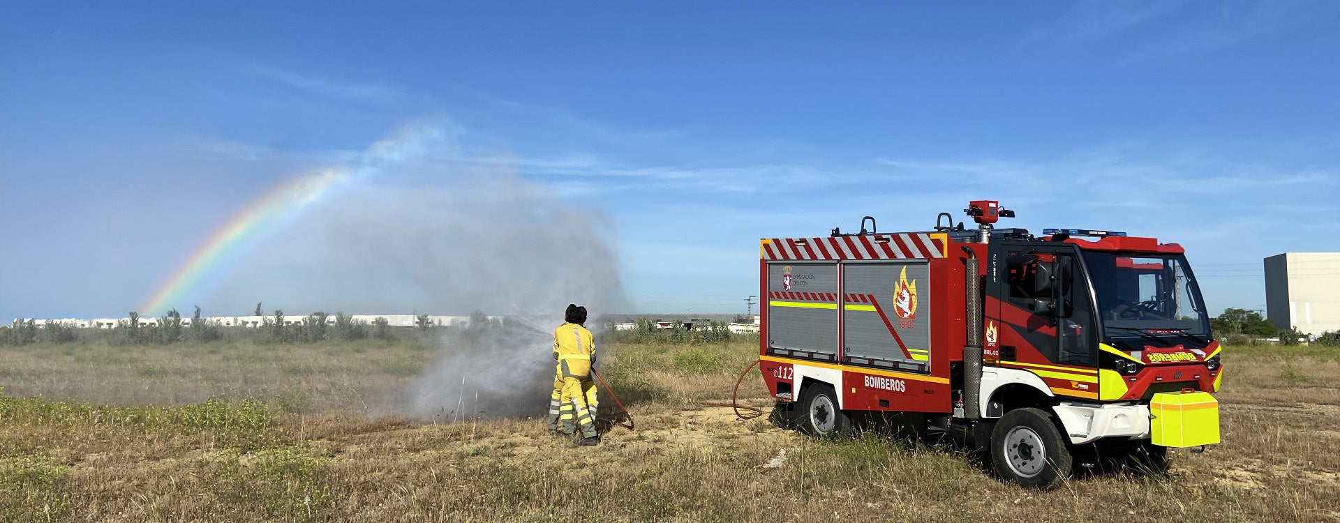 Fire and rescue with blue lightbar and speaker