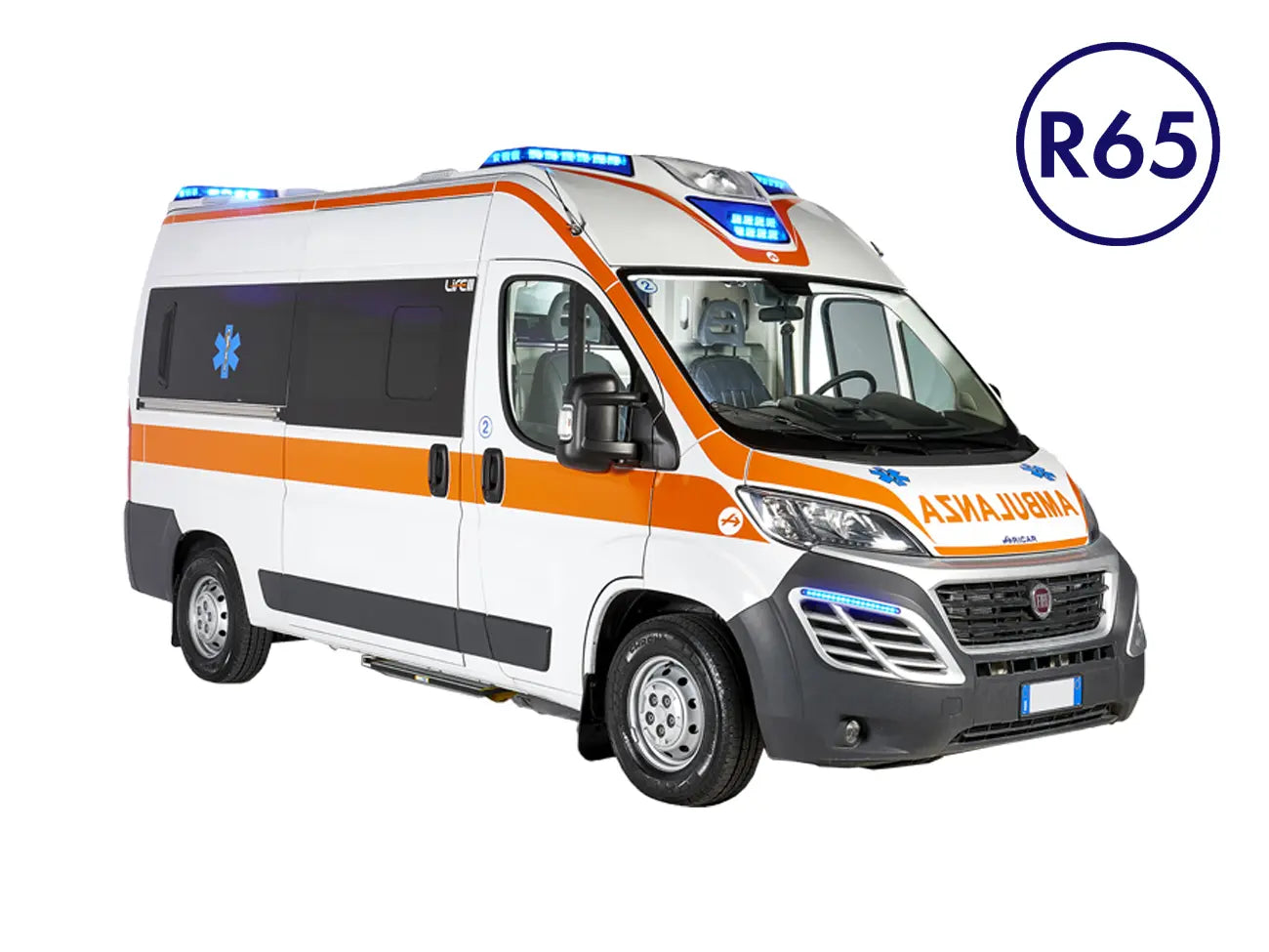 R65 certified integrated warning systems for ambulances and fire engines