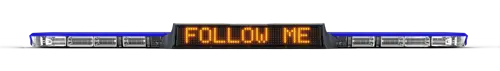 XL75 Lightbar with blue top and clear lens and 'FOLLOW ME' LED sign