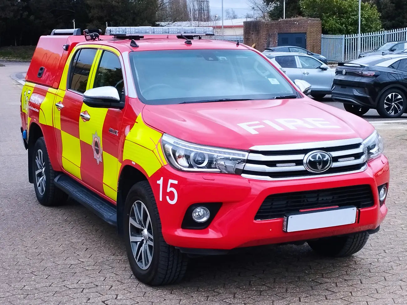 Xpert Lightbar with dual row LEDs on airport fire and rescue vehicle