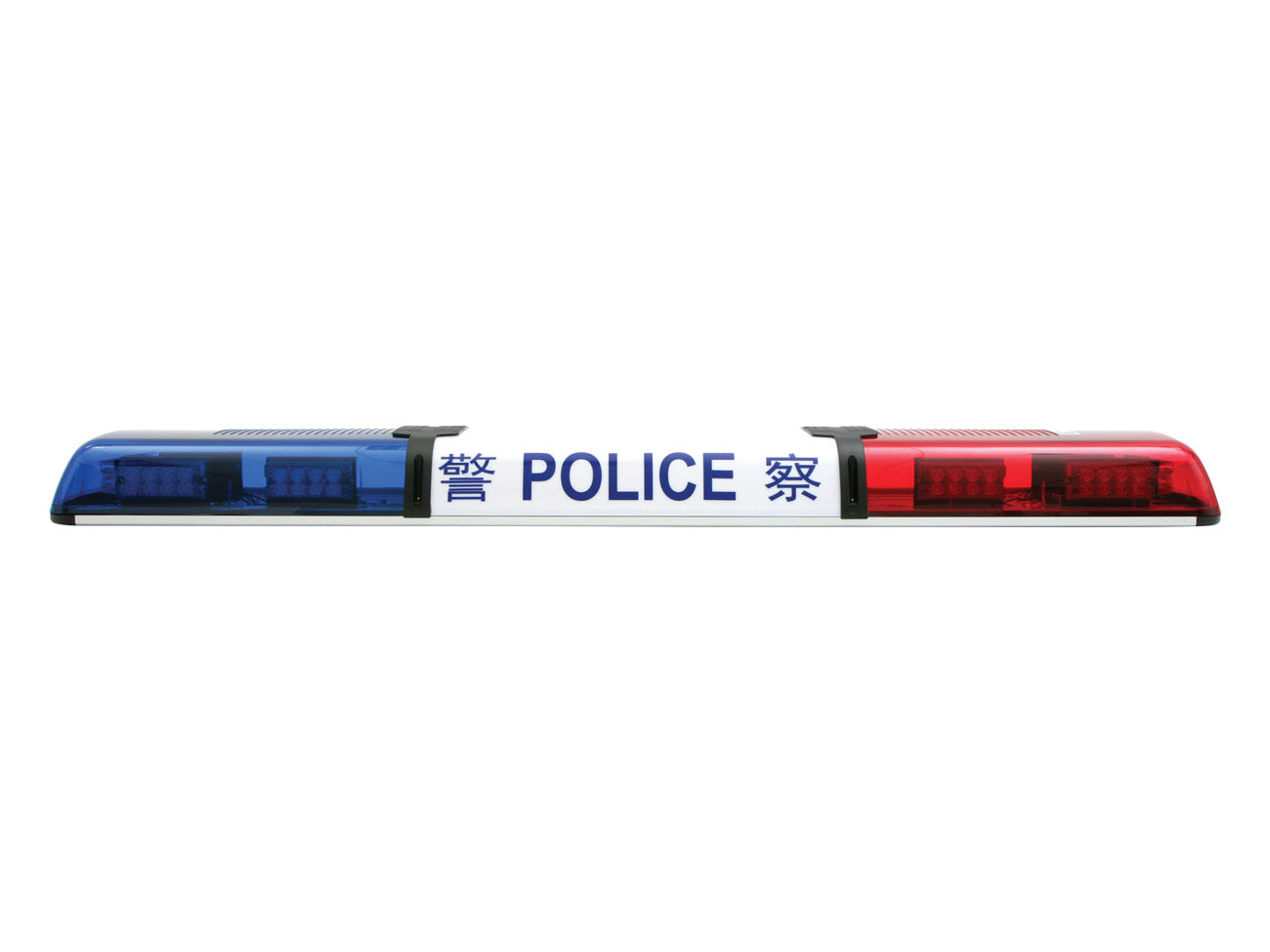 Xpress Lightbar with blue and red lens and centre sign