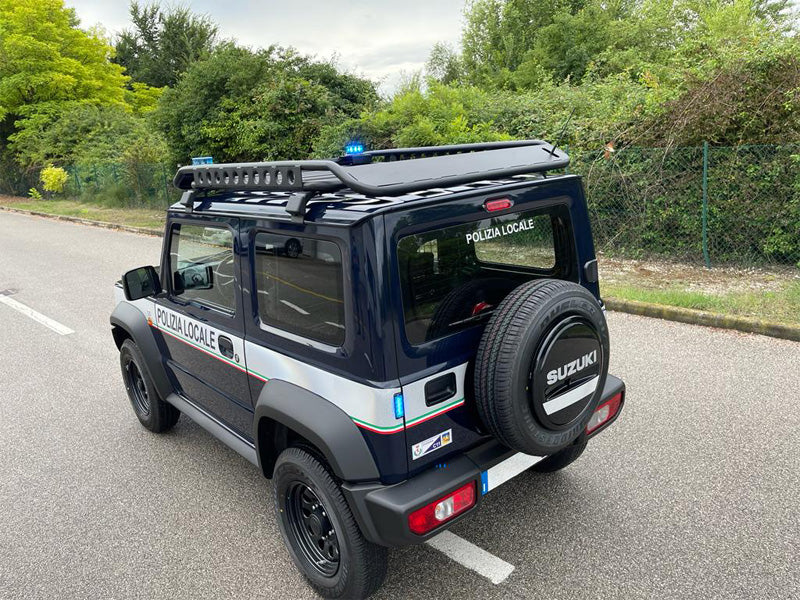 Local Police Jeep with Blue Beacons