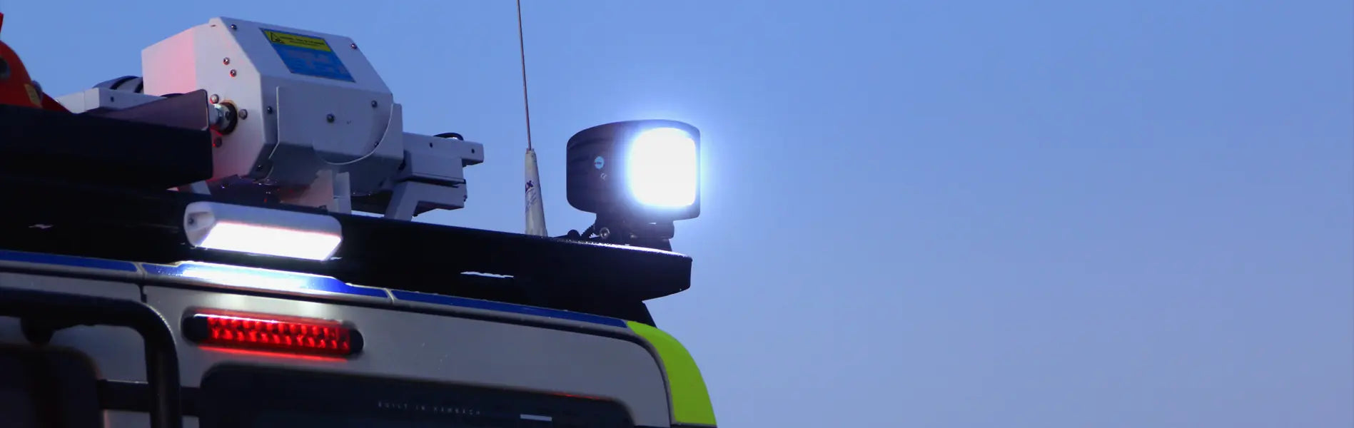 Heavy duty work light and scene light on rescue vehicle