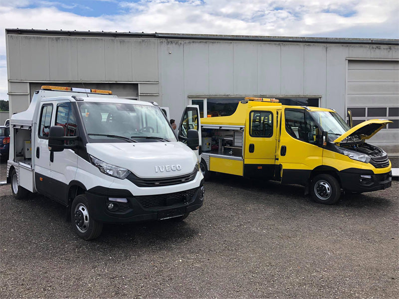 Recovery tow trucks with amber lightbars
