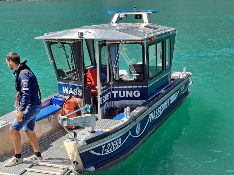 rescue boat with lightbar and speaker