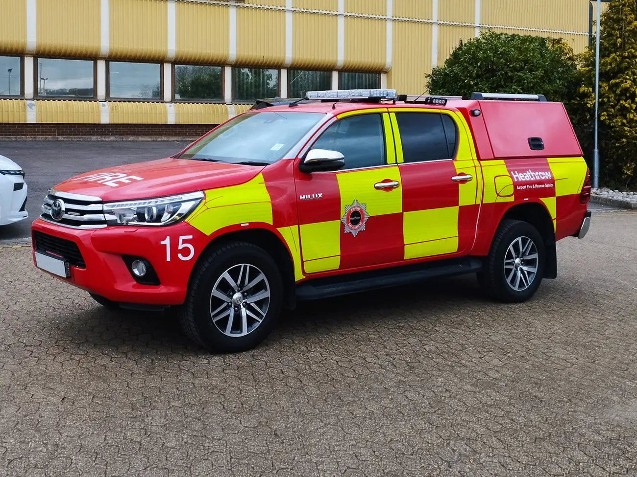 Xpert Lightbar with dual row LEDs on airport fire and rescue vehicle